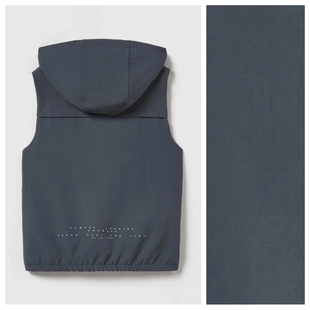 NWT. Zara Kids Anthracite Grey Sports Hooded Vest. Size 13-14.